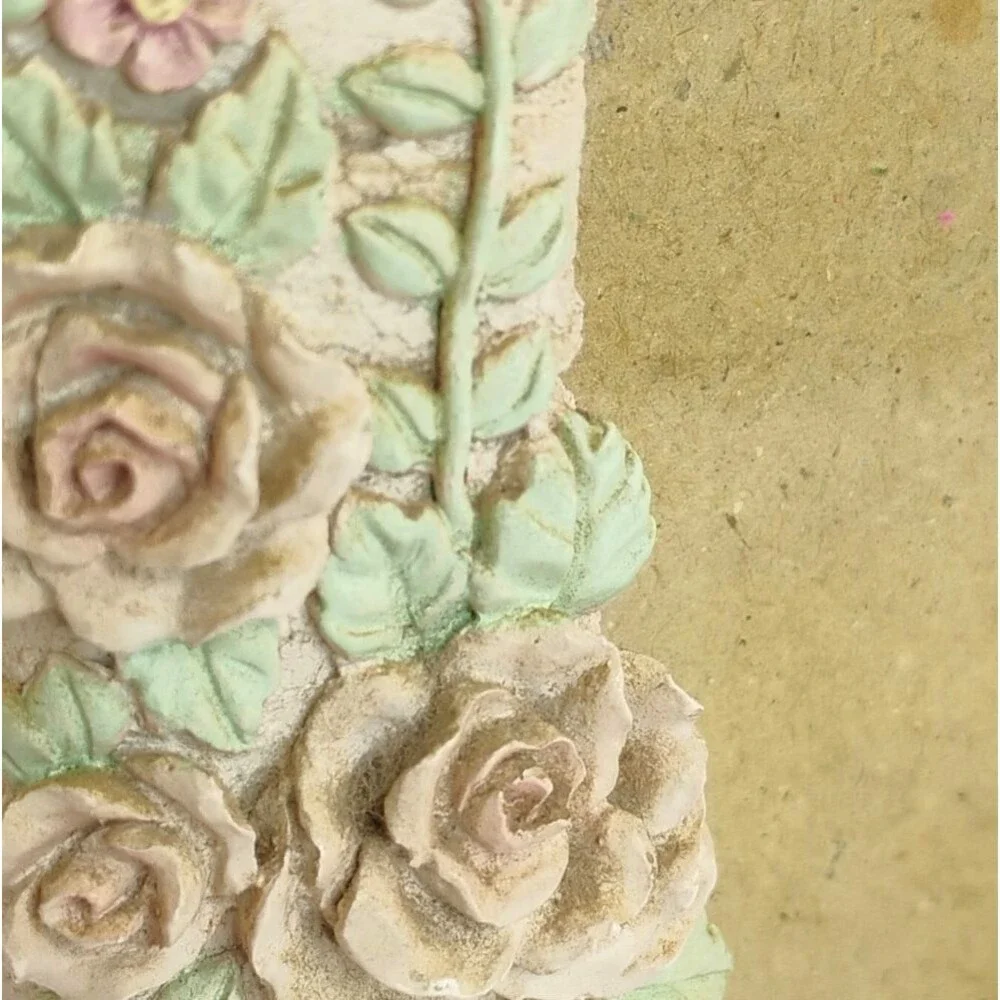 Rose and Ribbon Picture Frame Resin with Plastic Cover